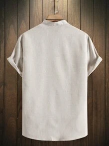 Manfinity Homme Men 1pc Solid Button Up Shirt - Beige - View 2