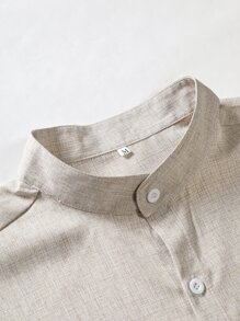 Manfinity Homme Men 1pc Solid Button Up Shirt - Beige - View 3