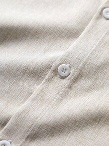 Manfinity Homme Men 1pc Solid Button Up Shirt - Beige - View 4