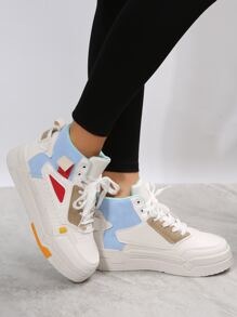Color Block Lace-up Front Skate Shoes - Multicolor - View 1