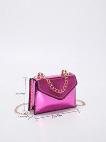 Mini Metallic Flap Chain Square Bag - Purple - View 6