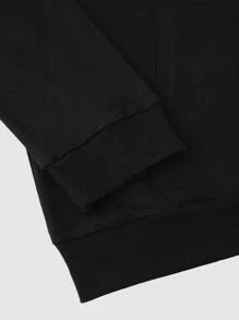 Manfinity EMRG Hombres Capucha con estampado de slogan con cordón - Negro - Ver 3