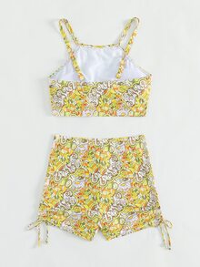 Bộ bikini dây rút bên hông in họa tiết Allover đi biển mùa hè - Nhiều màu - Xem 3