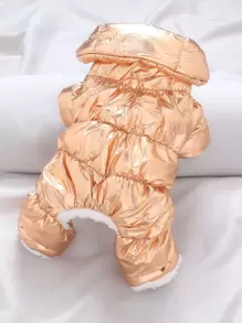 1pc Plush Pet Jumpsuit - Gold - View 1