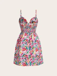 Amy Christine Artist Girlcore Floral Print Cut Out Twist Front Cami Elegant Dress, Sundress Summer Elegant Dress, For Holiday, Vacation, Beach, Festival, Ibiza Fits - Multicolor - View 2