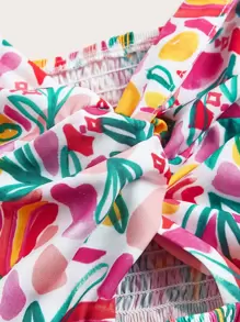 Amy Christine Artist Girlcore Floral Print Cut Out Twist Front Cami Elegant Dress, Sundress Summer Elegant Dress, For Holiday, Vacation, Beach, Festival, Ibiza Fits - Multicolor - View 3