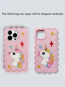 Cartoon Unicorn Print Phone Case - Multicolor - View 6