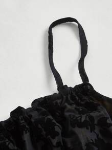 SHEIN MOD Black Date Night Romantic Floral Print Tie Front Cami Dress - Black - View 3
