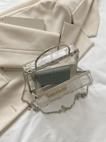 Không thấm nước Hợp thời Mini Trong sáng Chuỗi Túi hộp - Trong sáng - Xem 8
