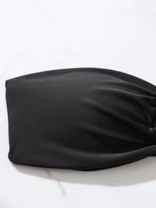 環狀連接頸項式夏日沙灘比基尼套裝，附遮陽褲 - 彩色 - 查看 6