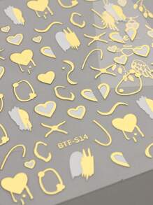 FULL BEAUTY 2sheets Bronzing Heart & Wing Pattern Nail Art Sticker - Gold - View 3