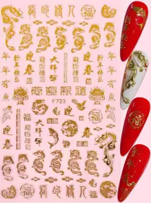 1sheet Bronzing Chinese Dragon Pattern Nail Art Sticker Nail Stickers DIY