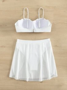 SHEIN Swim Plain Push Up Bikini Set Summer Beach - White - View 7