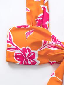 Floral Print Knot Front Bikini Top - Multicolor - View 6