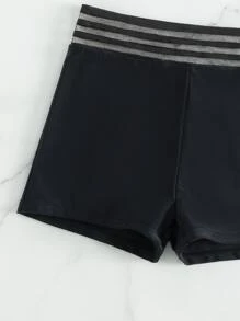 SHEIN Swim Summer Beach Mesh Panel Tankini Set Halter Tank Top & Shorts 2 Piece Bathing Suit - Black - View 5