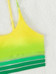 Conjunto de bikini de malla de contraste degradado para playa de verano - Multicolor - Ver 5