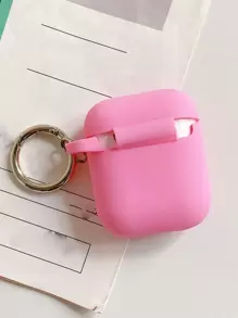 苹果粉色纯色硅胶保护壳 兼容 Airpods 兼容 Airpods1/2 AirPods Pro - 玫紅色 - 查看 2