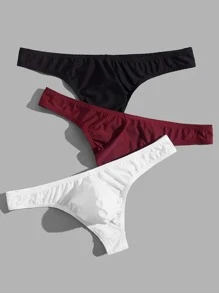 Men 3pcs Solid Thong Sexy Underwear