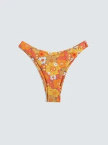 Floral Print Halter Summer Beach Bikini Set - Multicolor - View 6