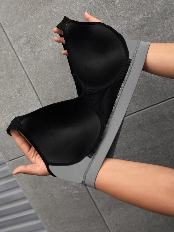 Plus Contrast Binding Sports Bra SHEIN UK