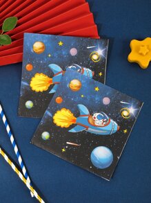 24入組/套紙質一次性餐巾宇航員和太空圖案派對餐巾 - 彩色 - 查看 1