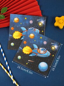 24入組/套紙質一次性餐巾宇航員和太空圖案派對餐巾 - 彩色 - 查看 3