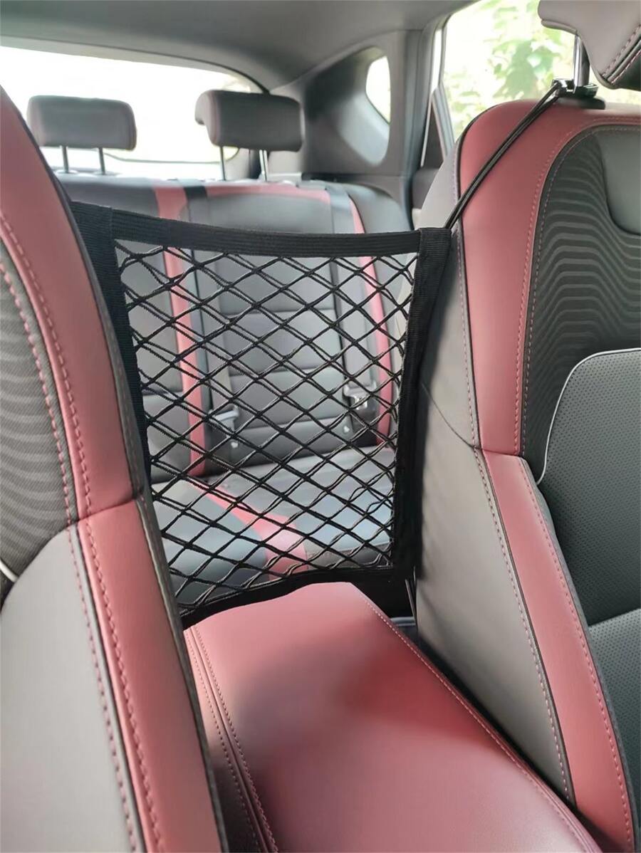 1pc Car Seat Gap Mesh With Nylon Cord, Pet Barrier For Car Travel - Black - View 1