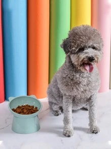 1 cuenco para mascotas con diseño de cabeza de gato unicolor, cuenco de agua con cuenco de comida para gatos inclinado elevado, alimentador lento con protección para el cuello del gato para gatos y perros para beber y comer