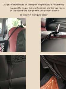1pc Car Seat Gap Mesh With Nylon Cord, Pet Barrier For Car Travel - Black - View 7