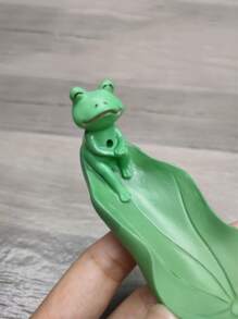 Frog Decor Lotus Leaf Design Incense Burner Holder - Green - View 7