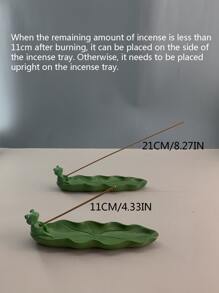 Frog Decor Lotus Leaf Design Incense Burner Holder - Green - View 8
