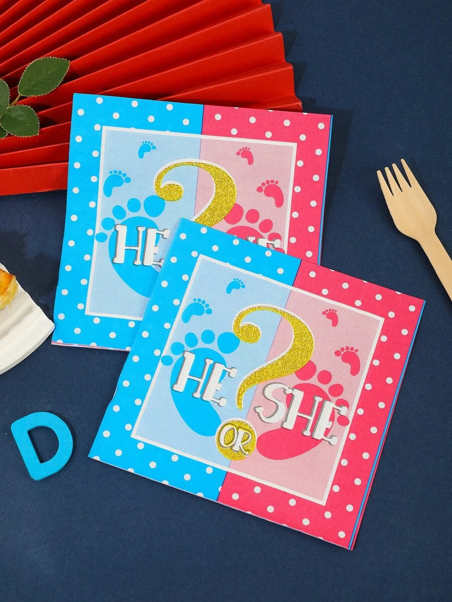 24pcs Foot & Letter Graphic Disposable Napkin - Multicolor - View 1