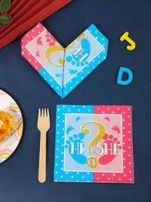 24pcs Foot & Letter Graphic Disposable Napkin - Multicolor - View 3