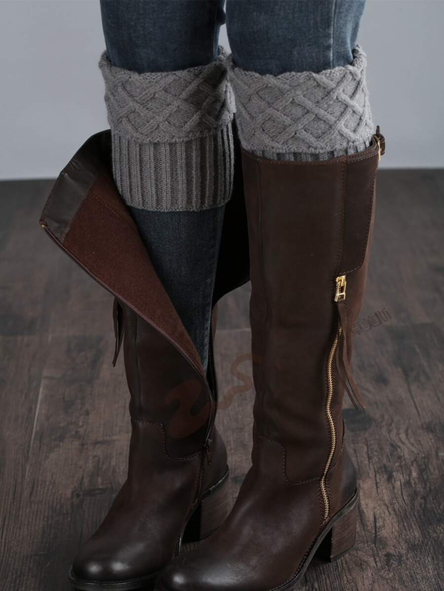 素色腿部保暖套 - 灰色 - 查看 1