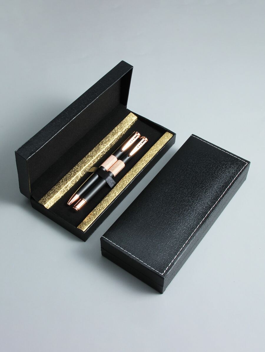 2pcs Ballpoint Pen With Storage Box - Multicolor - View 1