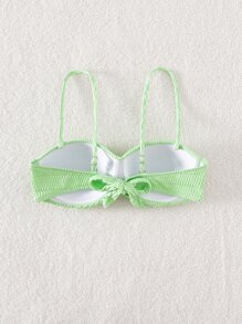 Áo Tops Bikini Nữ Buộc lại xoắn lại màu trơn - Màu xanh chanh - Xem 2