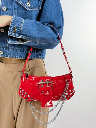 Studded Chain Shoulder Bag