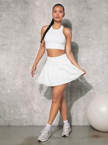 SHEINNeu Solid Twist Back Sports Top - White - View 5