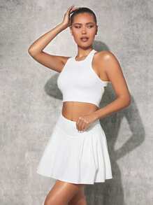 SHEINNeu Solid Twist Back Sports Top - White - View 6