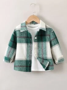 Toddler Boys Plaid Print Shirt Without Tee - Green - View 1