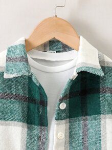 Toddler Boys Plaid Print Shirt Without Tee - Green - View 3