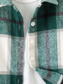 Toddler Boys Plaid Print Shirt Without Tee - Green - View 4