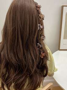 3pcs Minix Leopard Print Hair Clips, 1 Inch Square Small Hair Claws Fall Winter Claw Clip Hair Accessories For Women For Vacation Outfits Woman - Multicolor - View 3