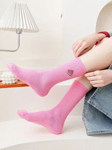 Hamburger Pattern Socks - Watermelon Pink - View 3