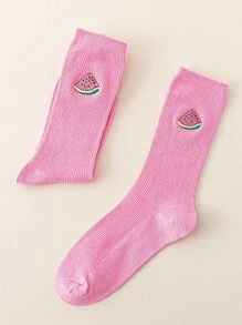 Hamburger Pattern Socks - Watermelon Pink - View 6