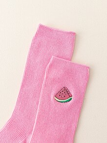 Hamburger Pattern Socks - Watermelon Pink - View 7