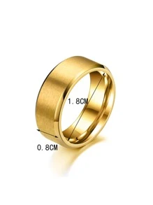 時尚流行男士森林啞光簡約戒指不銹鋼適合珠寶禮物和時尚外觀 - 金黃色 - 查看 3