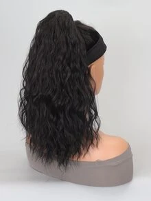 Long Curly Ponytail Synthetic Hair Extension With Claw - Black - View 5