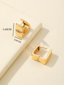 Cubic Zirconia Eye Decor Hoop Earrings - Yellow Gold - View 3