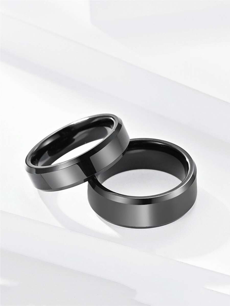 2 chiếc nhẫn đôi tối giản - màu đen - Xem 1